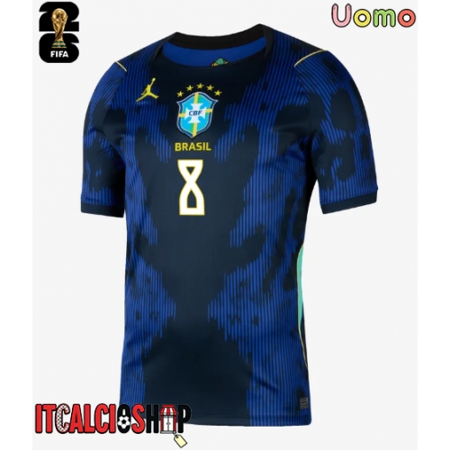 Brasile Bruno Guimaraes #8 Seconda Maglia Mondiali 2026 Manica Corta